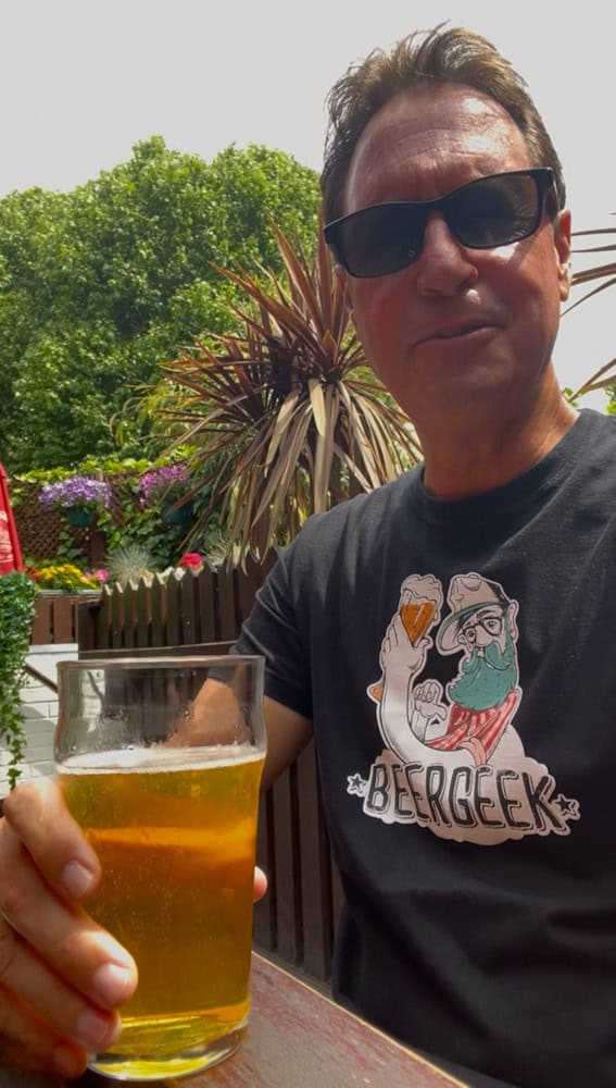 JT the Beer Geek chilling in the beer garden.