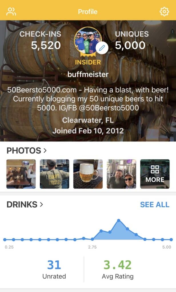 Untappd and 50 Beers to 5000